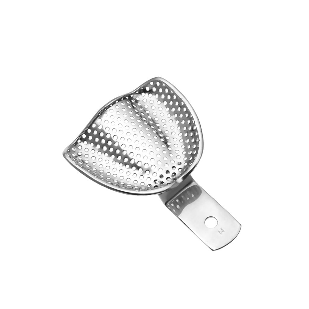 Paslanmaz Çelik Delikli Üst Çene Total Protez Ölçü Kaşığı (Edentulous / Dişsiz Üst Çene - Orta Boy / Medium - M)