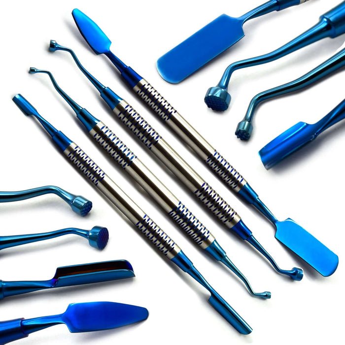 4'lü Mavi Titanyum Kaplama PRF ve Kemik Grefti Cerrahi El Aletleri Seti (PRF Instruments Set)