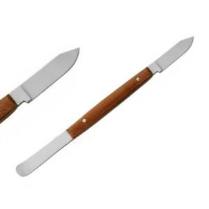 Ahşap Saplı Çift Taraflı Dental Mum Bıçağı ve Modelaj Spatülü (Büyük Boy / Large Wax Knife)