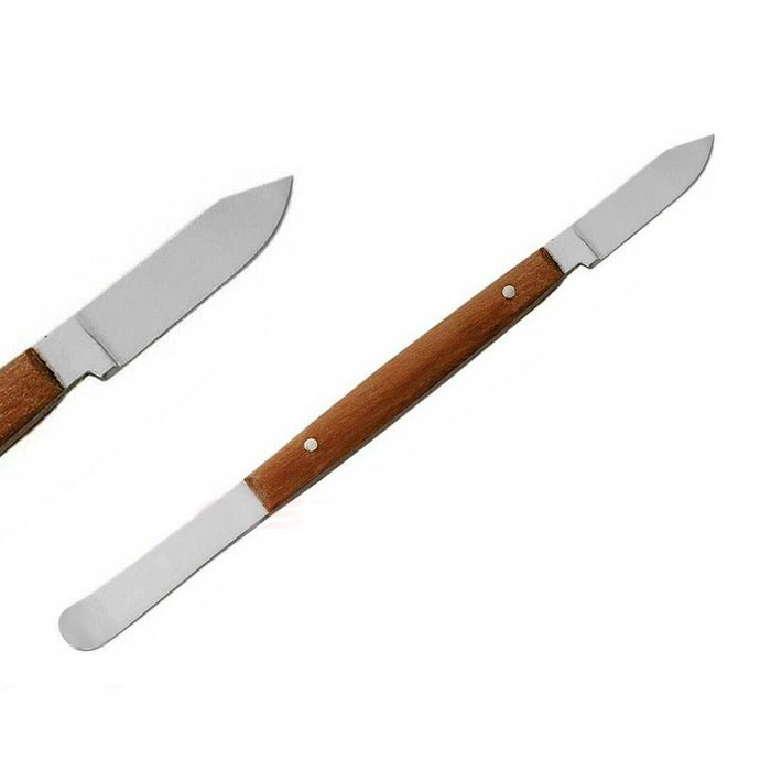 Ahşap Saplı Çift Taraflı Dental Mum Bıçağı ve Modelaj Spatülü (Büyük Boy / Large Wax Knife)